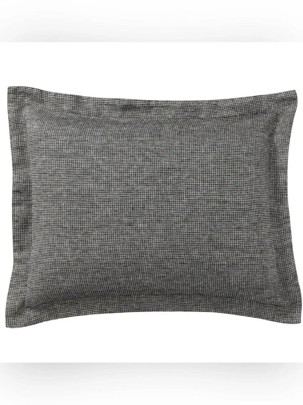 2 NEW Pottery Barn WAFFLE Weave European Linen STANDARD Pillow SHAMS Ebony Gray